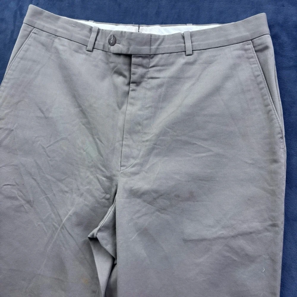Vtg Khaki Chinos Straight Leg Cotton Twill Paul Stuart Trousers Tan 36x30